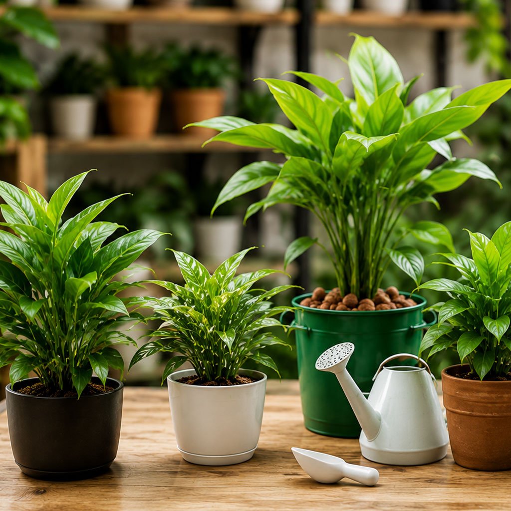 Potted indoor plants on display